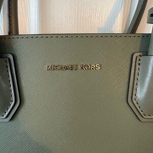 Michael Kors Olive Green Saffiano Leather Tote with Gold Logo